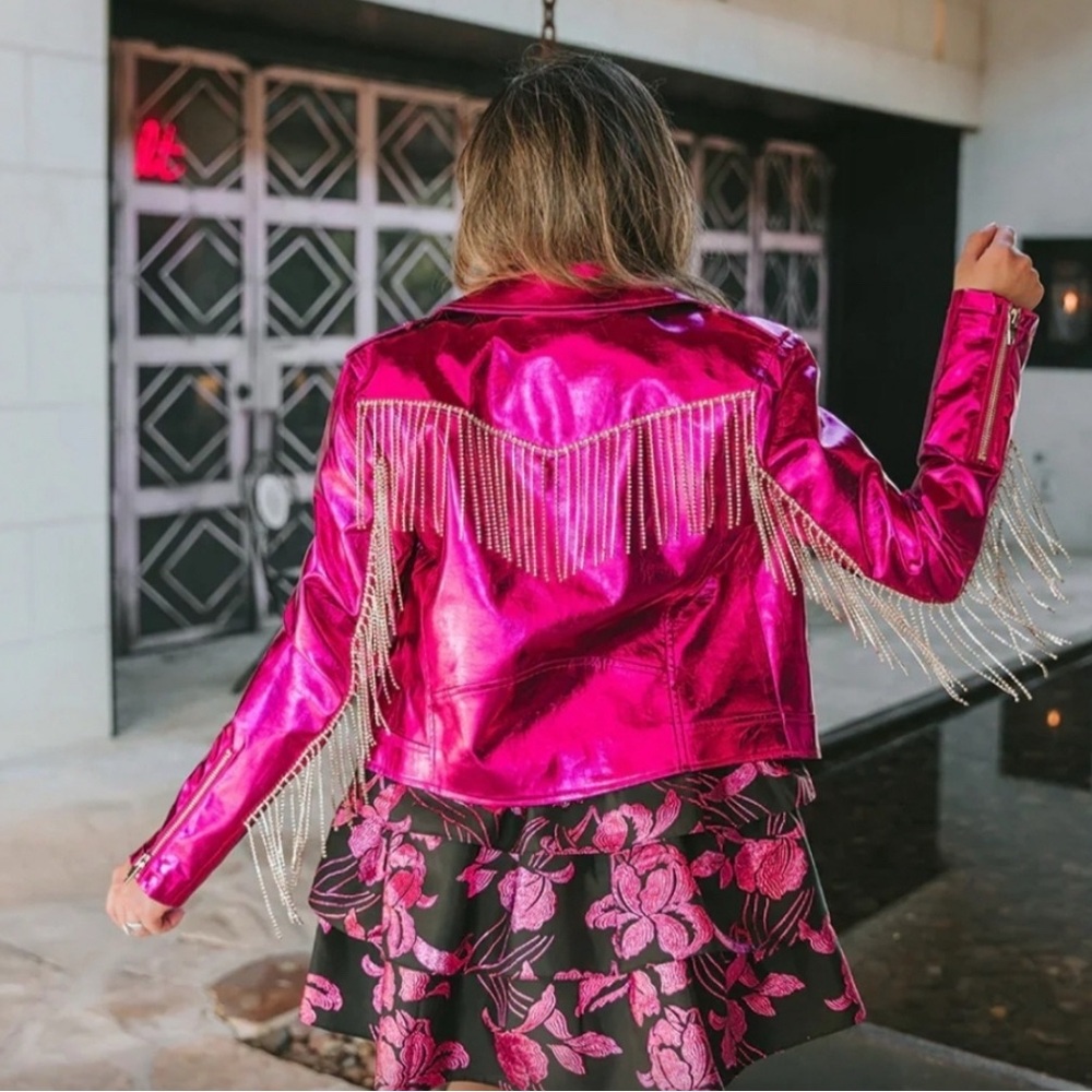 Buddy Love Neon Pink Leather Jacket - Picture 2 of 2